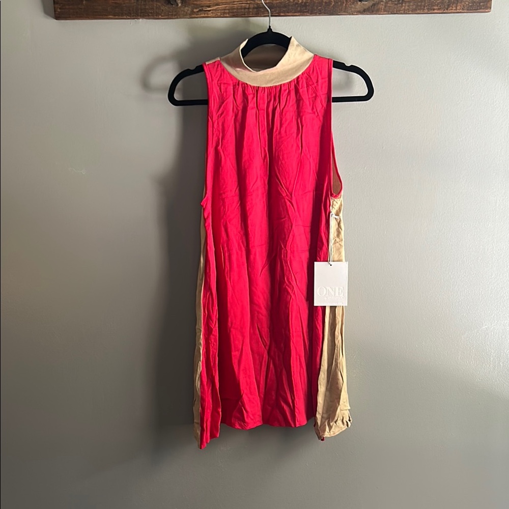 One Teaspoon Red Two Tone Sheath Mini Dress
